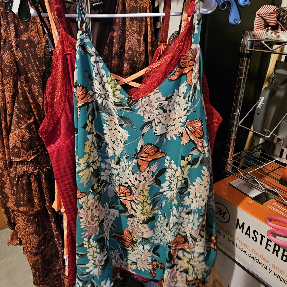 Floral Teal and Orange Women's Top